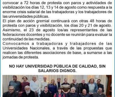 frente sindical de universidades nacionales declara el no inicio del cuatrimestre