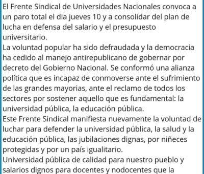 frente sindical de universidades