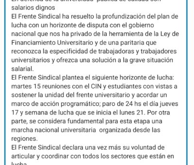 frente sindical de universidades nacionales