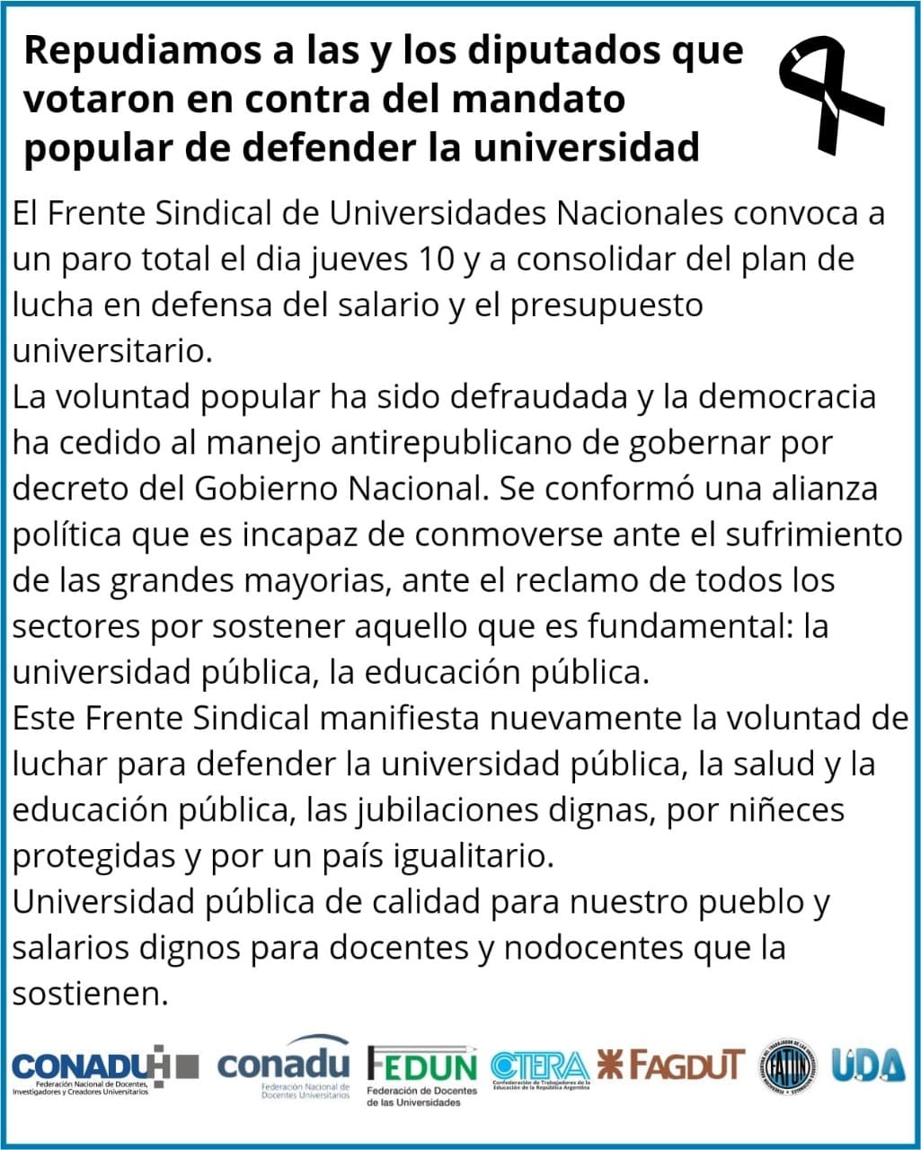 frente sindical de universidades