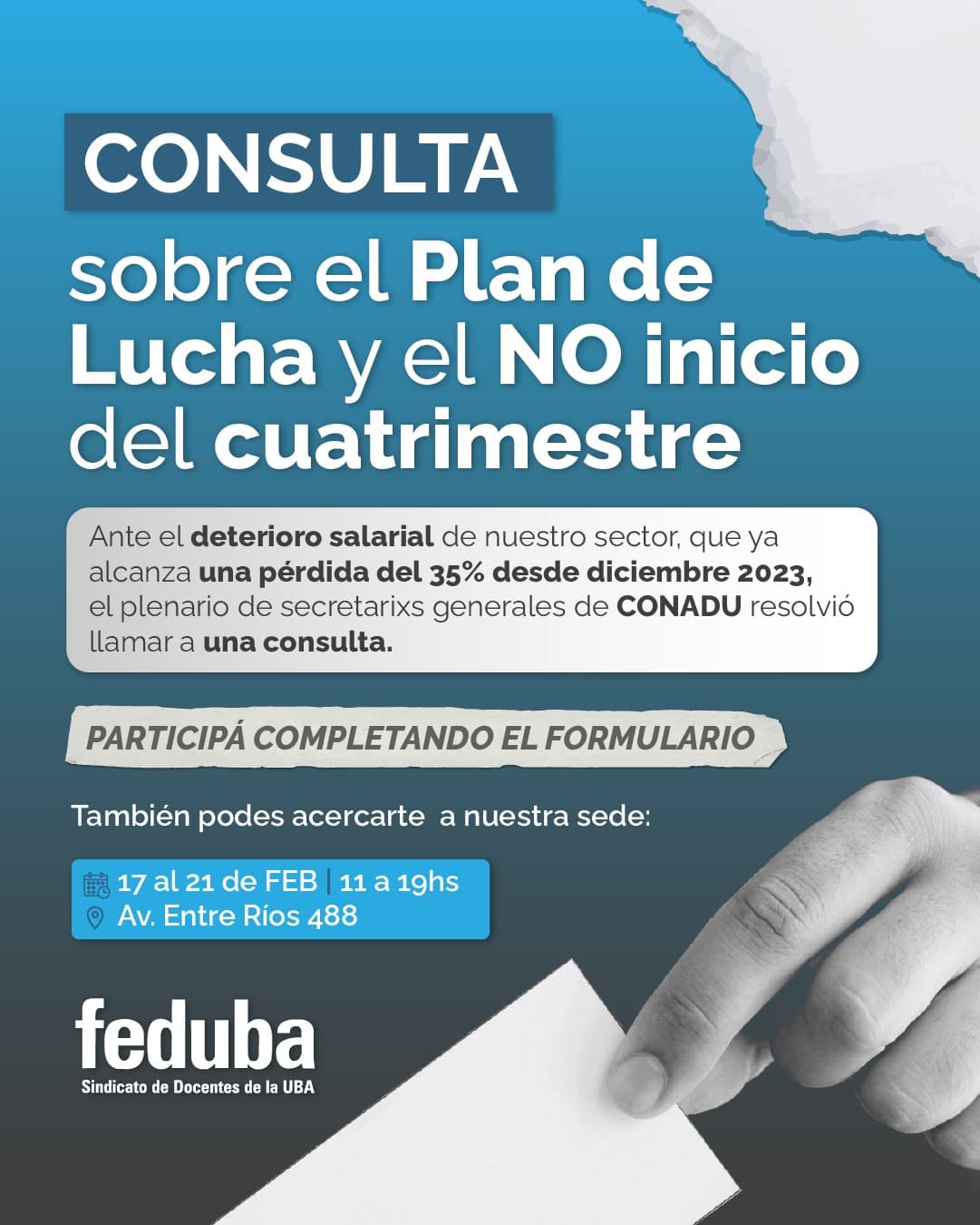 consulta sobre el no inicio del cuatrimestre